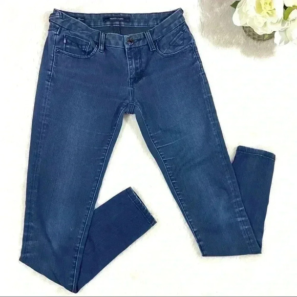 Vigoss Studio Dark Wash Lowrise Faded Stretch Skinny Jeans (Size 26/31) - Picture 1 of 14